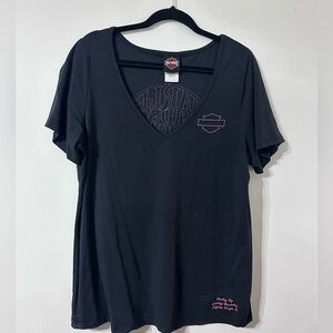 Harley-Davidson Women's Skull Cut Out V-neck Tshirt